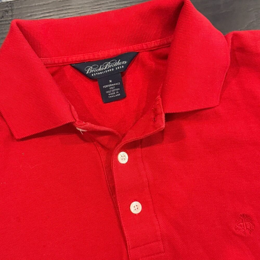 Brooks Brothers Red Performance Knit Polo Shirt Men's Medium Cotton Pique